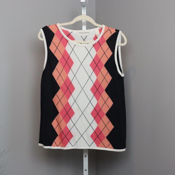Tehama by Nancy Haley Golf Argyle Sweater Vest Women’s Large - Picture 1 of 3